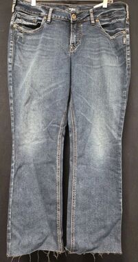 Silver Jeans Co Suki Mid Slim Boot Women Size 16 Blue Denim Mid Rise Excellent Y